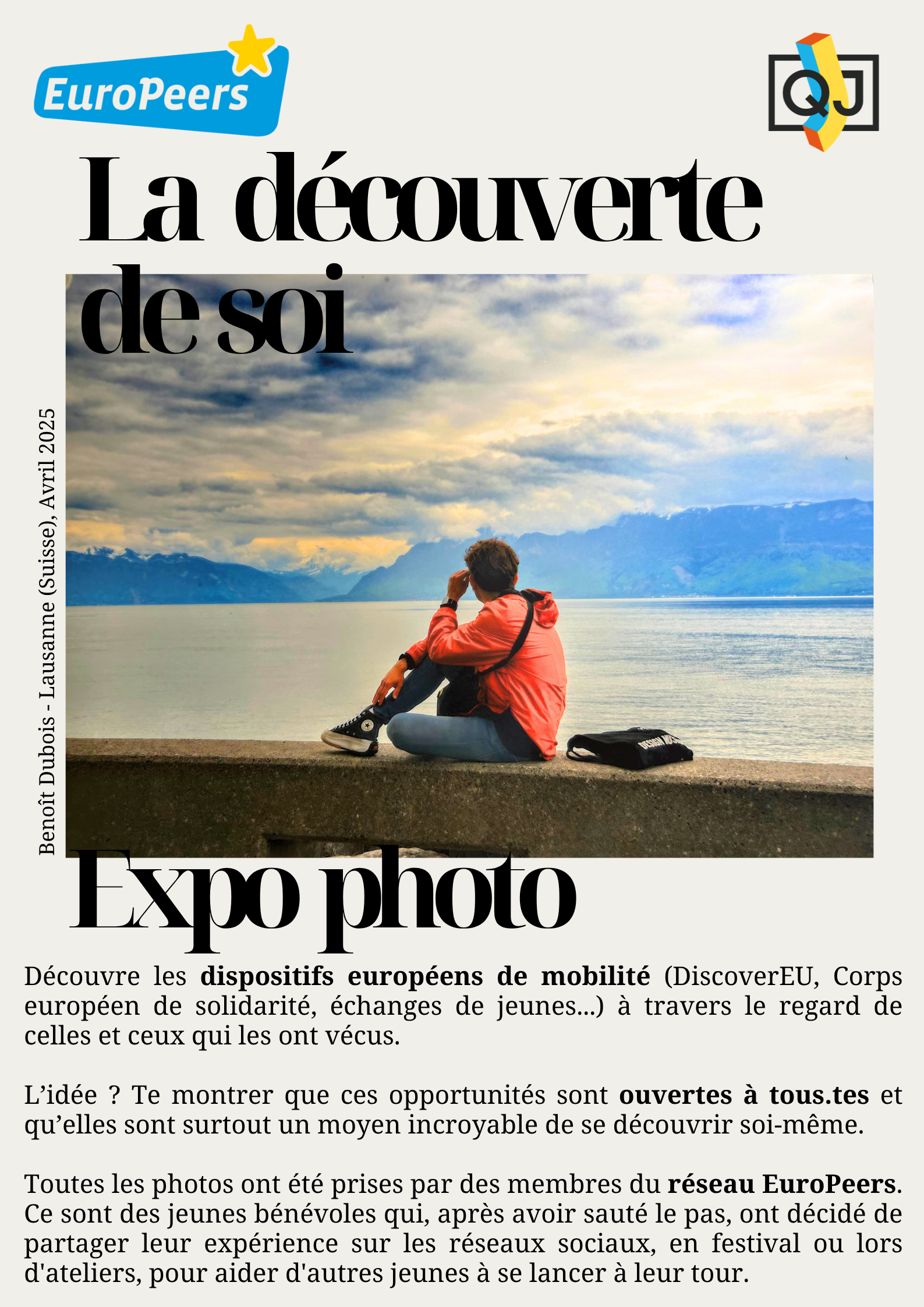 Annonce de l'exposition photo " La découverte de soi"  de Benoit Dubois, europeers.